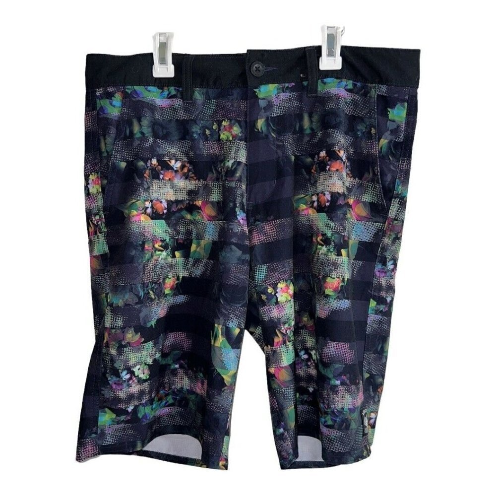 Vanphibian by VANS Board Shorts Zip Fly Pockets, "BEFLOR" Black Swim Trunks